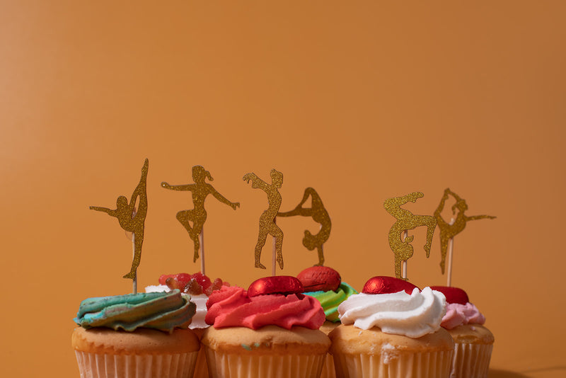 Gold Gymnastics Cupcake Toppers