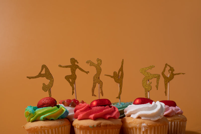 Gold Gymnastics Cupcake Toppers