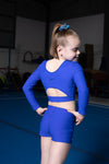 Royal Blue Lycra Long Sleeve Crop