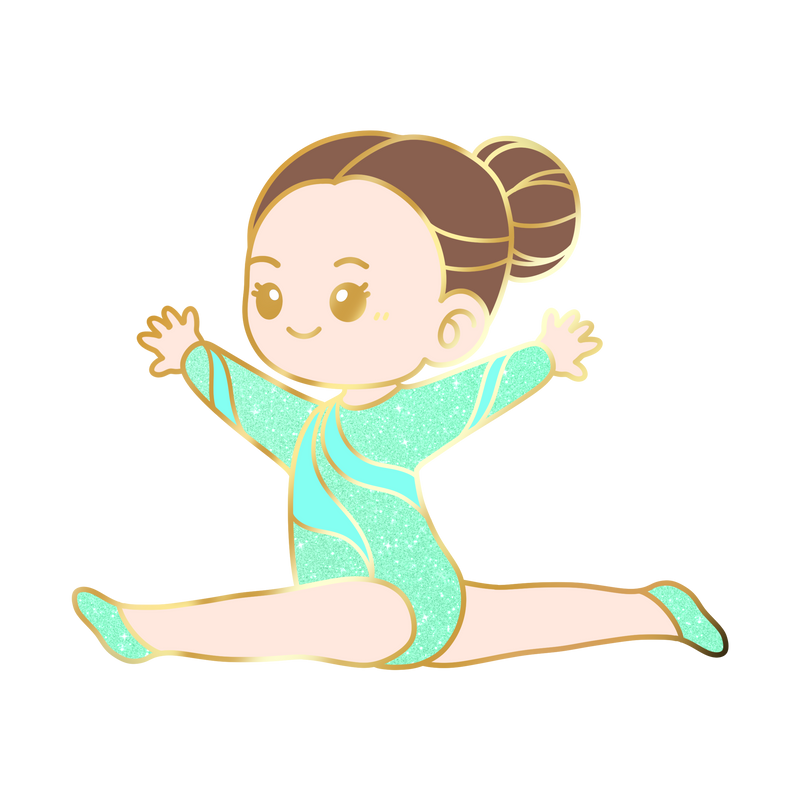 Mint Glitter Gymnast Split Leap Pin