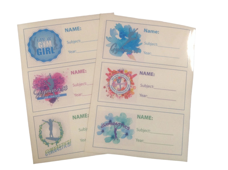 School book labels- Gymnastics- girls
